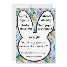 Colourful Cartoon Bunny Carrot & Easter Egg Floral