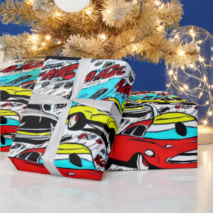 Colourful Cartoon Cars Comic Pattern Wrapping Pape Paper