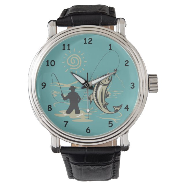 Colourful Cartoon Catching a Fish in Summer Watch (Front)