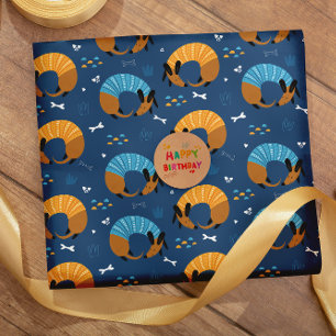 Colourful cartoon crazy sausage dog doodles wrapping paper