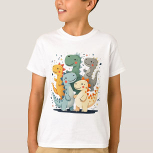 Colourful Cartoon Dinosaurs Kids T-Shirt