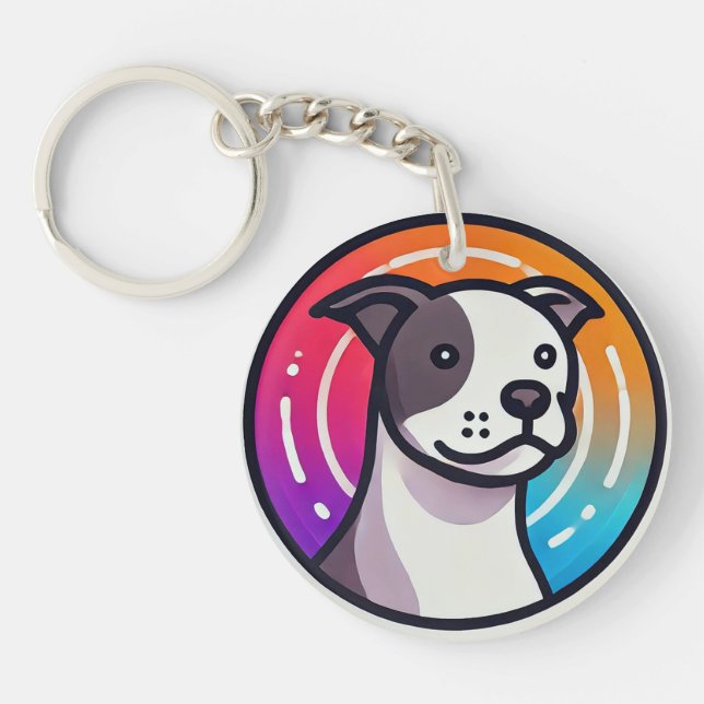 Colourful Cartoon Dog Keychain (Front)