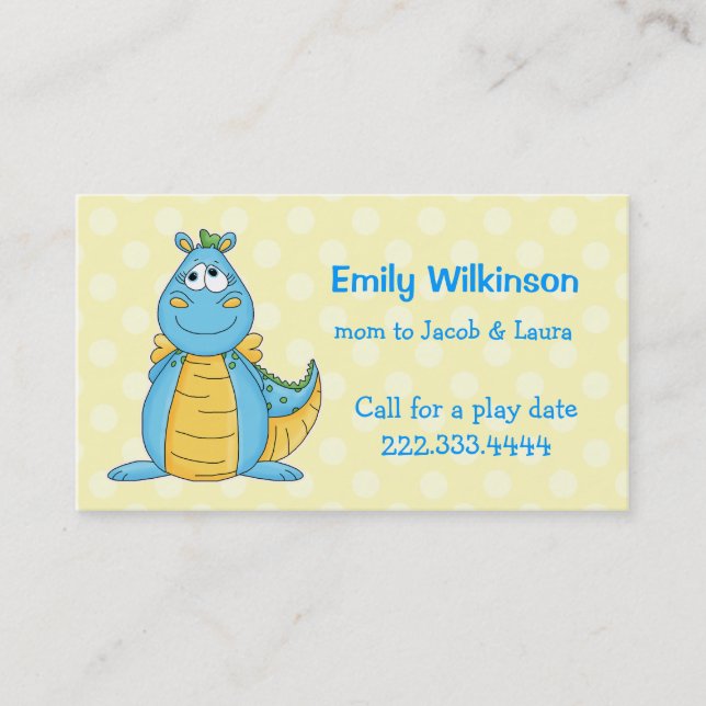 Colourful Cartoon Dragon Mommy Card (Front)