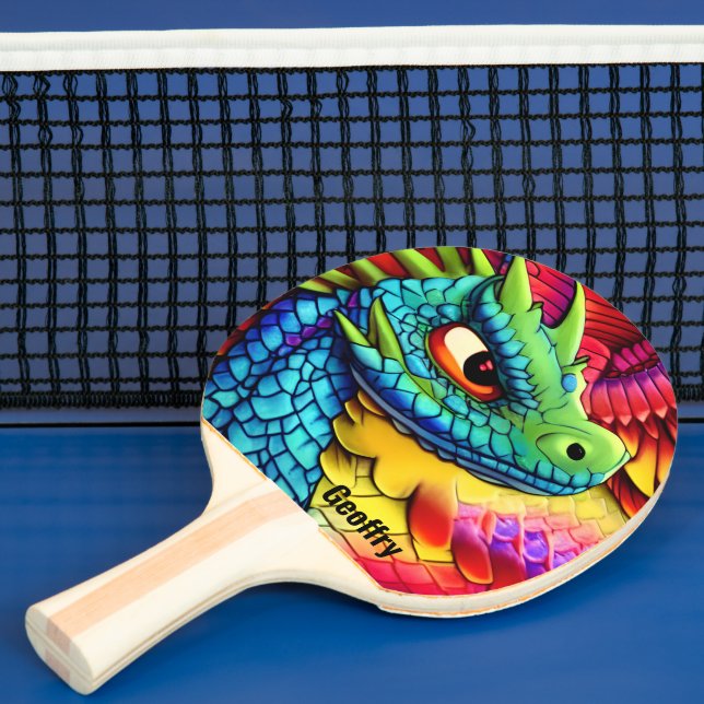 Colourful Cartoon Dragon Ping Pong Paddle (Insitu)