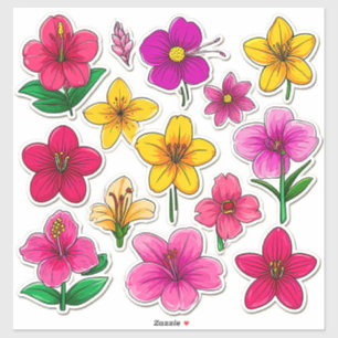 Colourful Cartoon Flower Stickers