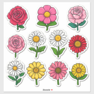 Colourful Cartoon Flower Stickers