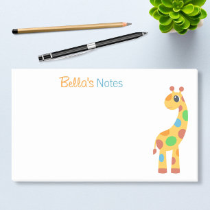Colourful Cartoon Giraffe Custom Name Post-it Notes