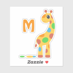 Colourful Cartoon Giraffe Monogram