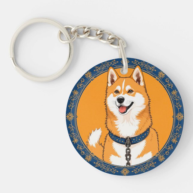 Colourful Cartoon Happy Dog Keychain (Front)