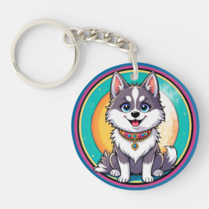 Colourful Cartoon Happy Dog Keychain