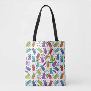 Colourful Cartoon Hippo Pattern Tote Bag
