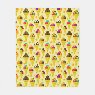 Colourful Cartoon Ice Cream Cones Fleece Blanket