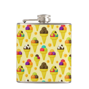 Colourful Cartoon Ice Cream Cones Hip Flask