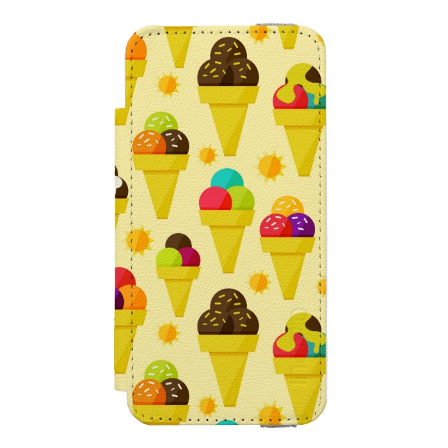 Colourful Cartoon Ice Cream Cones Incipio iPhone Wallet Case (Folio Front)