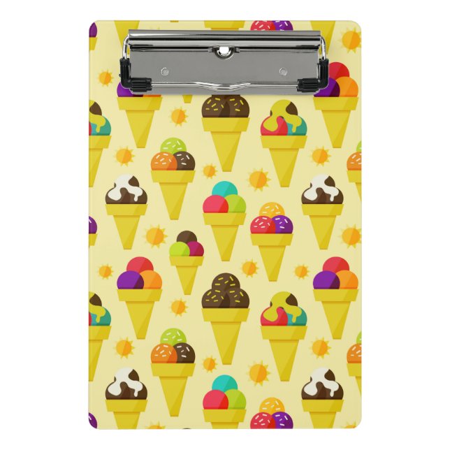 Colourful Cartoon Ice Cream Cones Mini Clipboard (Front)