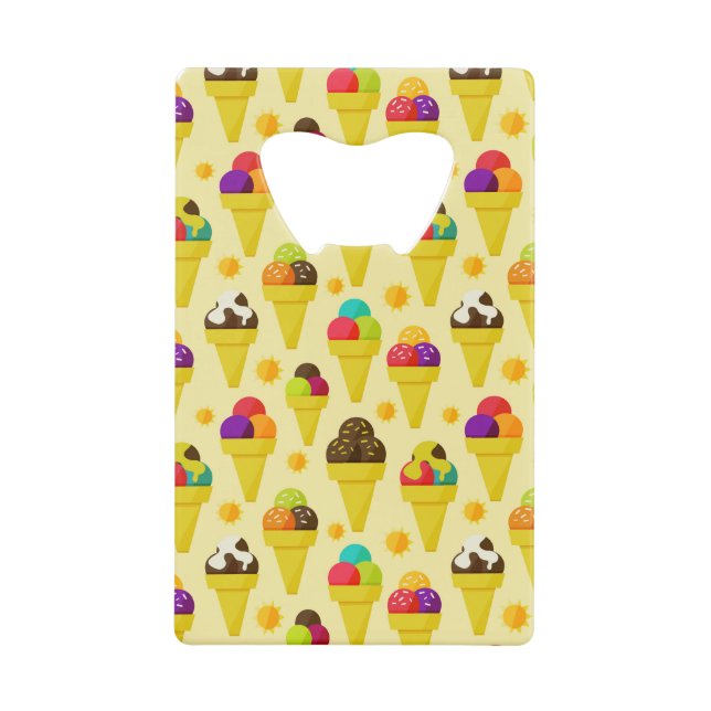 Colourful Cartoon Ice Cream Cones Wallet Bottle Opener (Front)