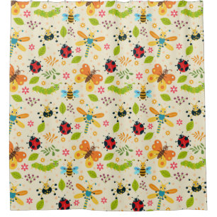 Colourful Cartoon Insects With Flowers and Leaves