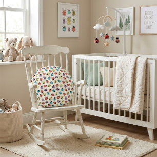 Colourful Cartoon Ladybugs Pattern  Round Pillow