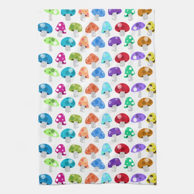 Colourful Cartoon Mushrooms Kitchen Towel (Vertical)