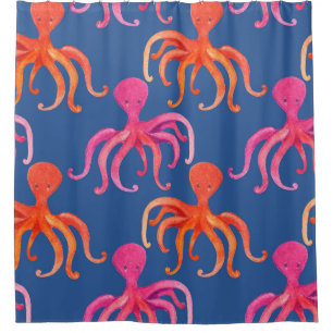 Colourful Cartoon Octopus Watercolor Pattern