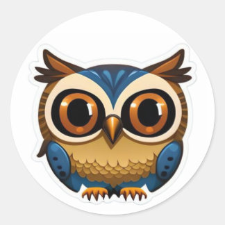 Colourful Cartoon Owl (3) Classic Round Sticker