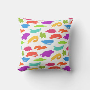 Colourful cartoon paint strokes throw pillow