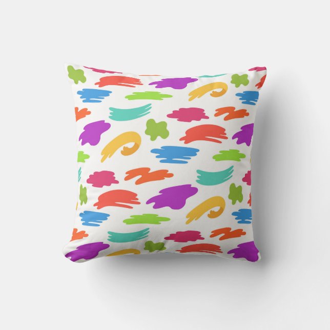 Colourful cartoon paint strokes throw pillow (Front)
