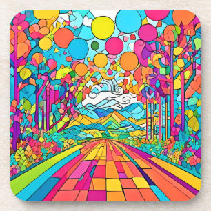 Colourful Cartoon Park Scene Coaster