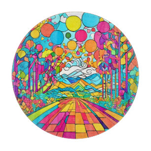 Colourful Cartoon Park Scene Cutting Board