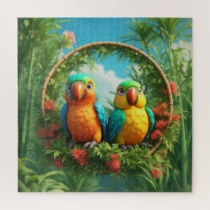 Colourful Cartoon Parrots Jigsaw Puzzle