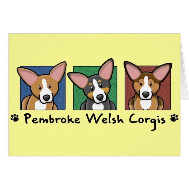 Colourful Cartoon Pembroke Welsh Corgis (Front Horizontal)