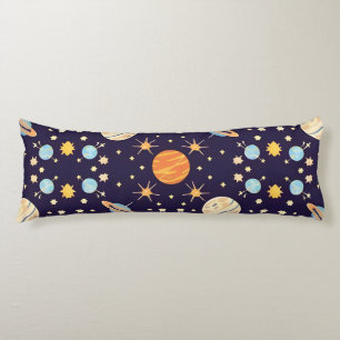 Colourful Cartoon Planets and Stars Body Pillow