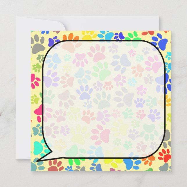 Colourful Cartoon Puppy Paw Prints  Card (Front)