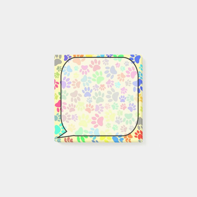 Colourful Cartoon Puppy Paw Prints  Post-it Notes (Front)
