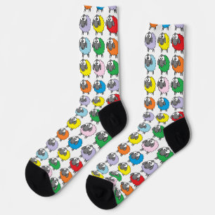 Colourful Cartoon Rainbow Sheep Socks