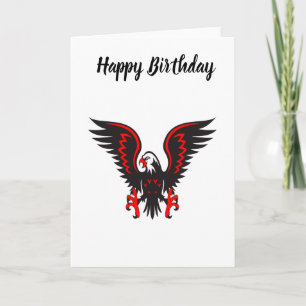 Colourful cartoon red and black eagle card