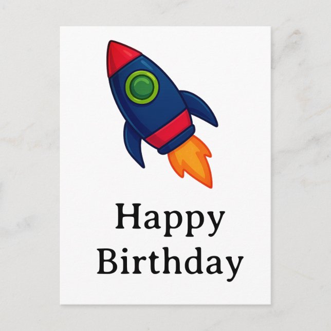 "Colourful Cartoon Rocket Ship Illustration" Postcard (Front)