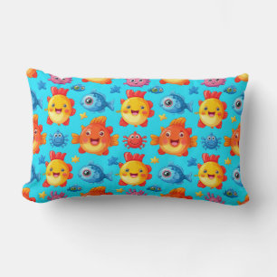 Colourful Cartoon Sea Creatures Pattern Lumbar Pillow