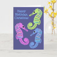 Colourful Cartoon Seahorses Fish Birthday