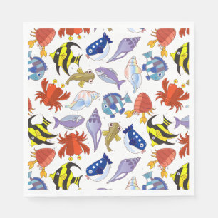 Colourful Cartoon Sealife Party Napkin
