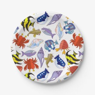 Colourful Cartoon Sealife Party Paper Plate