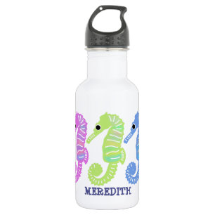 Colourful Cartoon Seashorses Fish Personalized 532 Ml Water Bottle