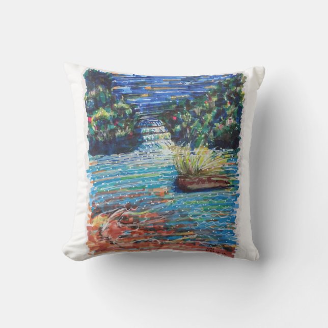 Colourful Cascade Throw Pillow (Front)