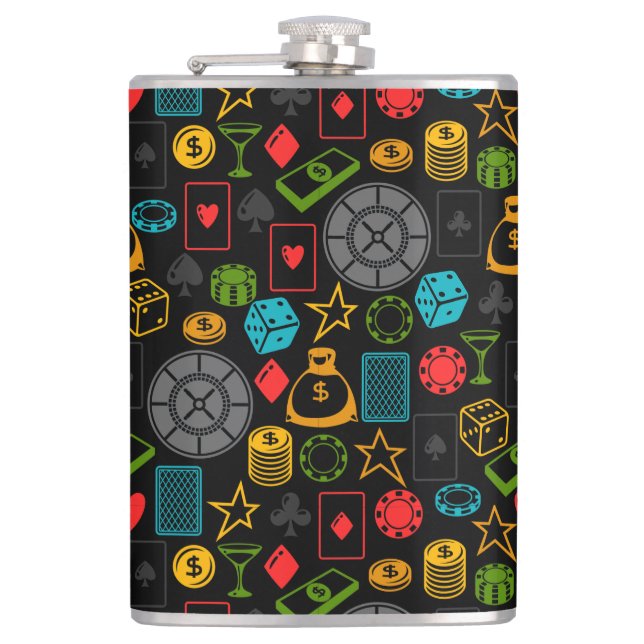 Colourful Casino Icons Flask (Front)