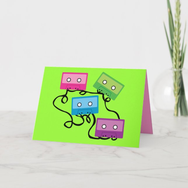 Colourful Cassette Tapes Card (Front)