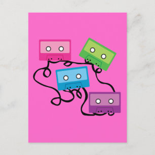 Colourful Cassette Tapes Postcard