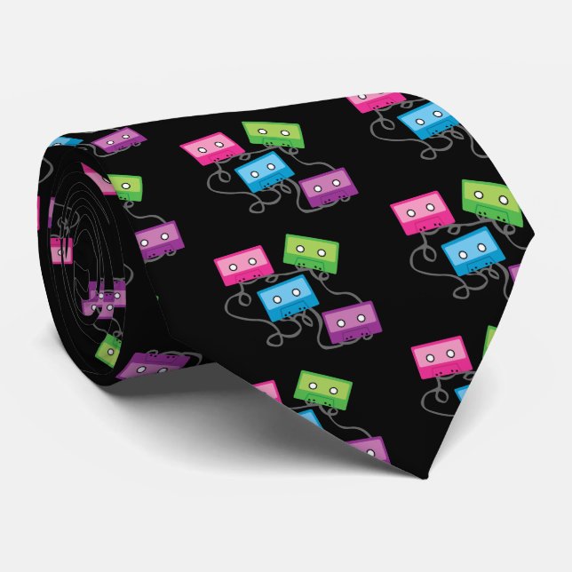 Colourful Cassette Tapes Tie (Rolled)