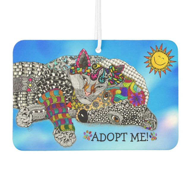 Colourful Cat and Dog Adopt Me Air Freshener (Front)