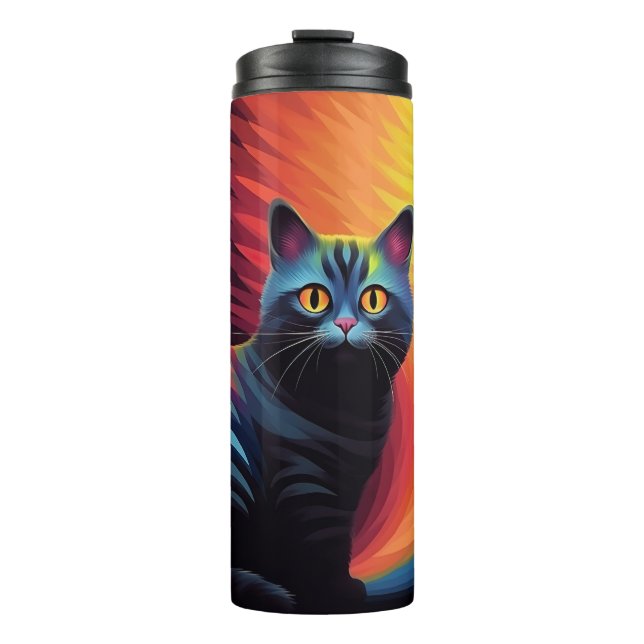 Colourful cat art gift for cat mom thermal tumbler (Front)