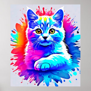 Colourful Cat Art Poster